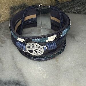 tree of Life themed navy blue magnetic bracelet bundle.with.me.jewelry -